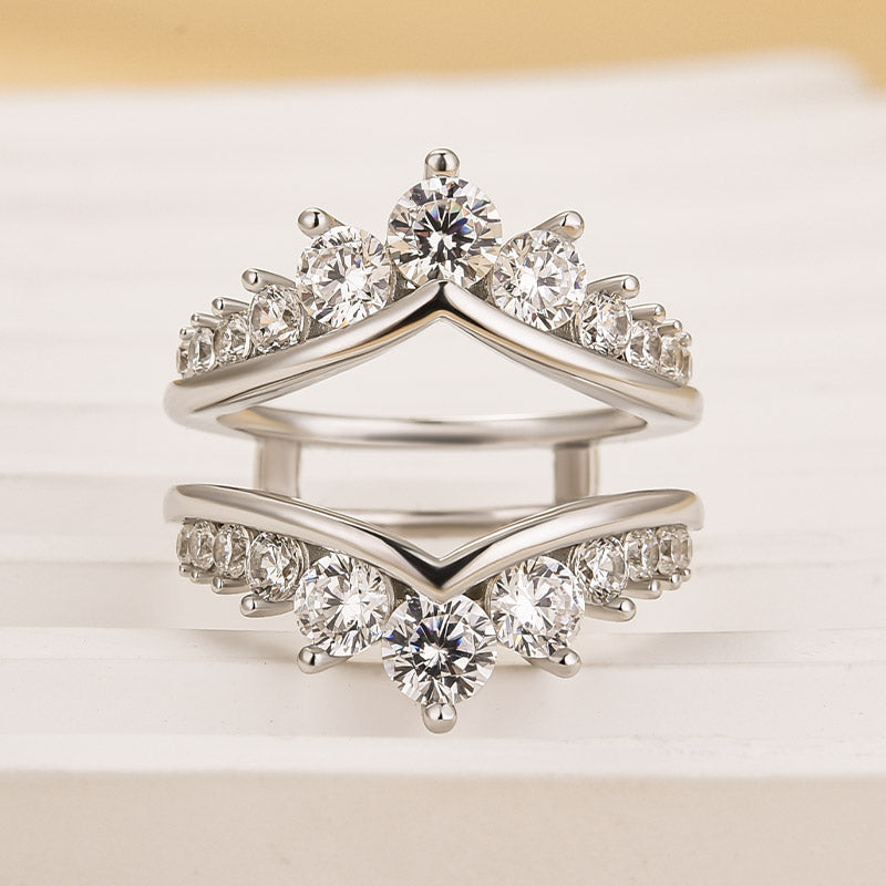 Louily Fashion Round Cut Jacket Wedding Band For Women In Sterling Silver - louilyjewelry