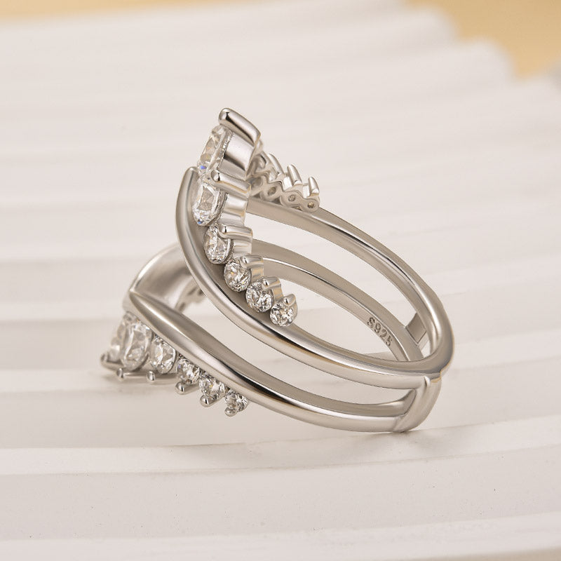 Louily Fashion Round Cut Jacket Wedding Band For Women In Sterling Silver - louilyjewelry