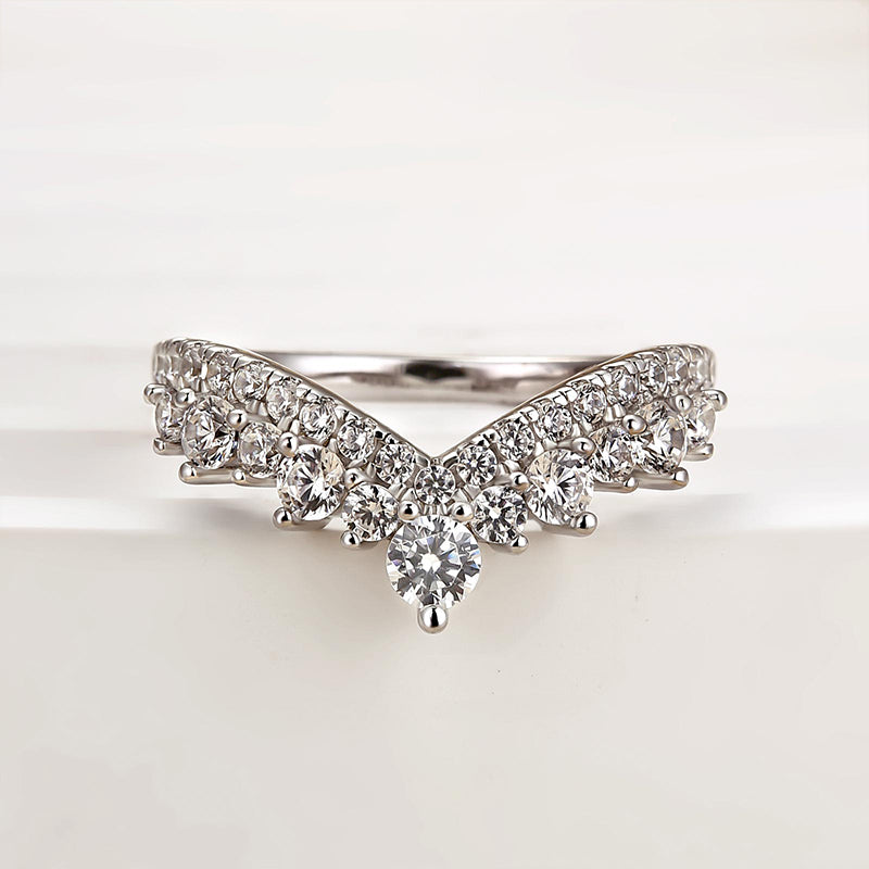 Louily Classical V-shaped Design Half Eternity Wedding Band - louilyjewelry