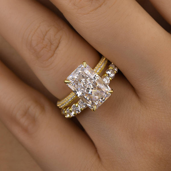 Louily Noble Elongated Radiant Cut Wedding Ring Set