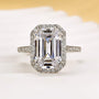 Louily Classic Halo Emerald Cut Engagement Ring For Women - louilyjewelry