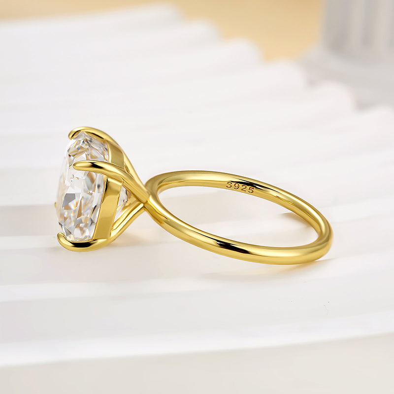 Louily Classic 5.5 Carat Cushion Cut Yellow Gold Travel Engagement Ring In Sterling Silver - louilyjewelry