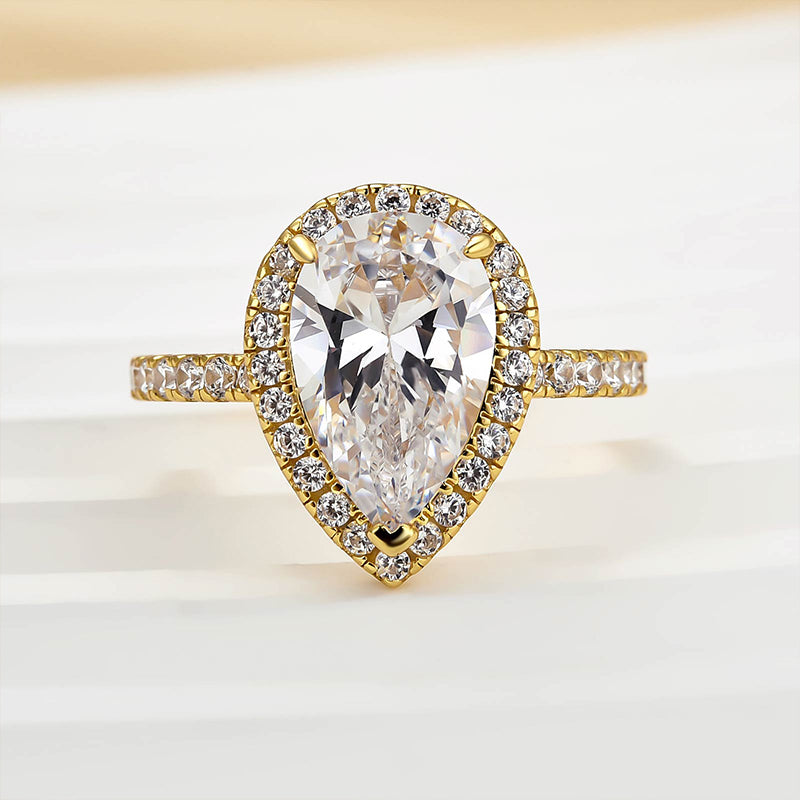 Louily Halo Pear Cut Engagement Ring In Sterling Silver - louilyjewelry