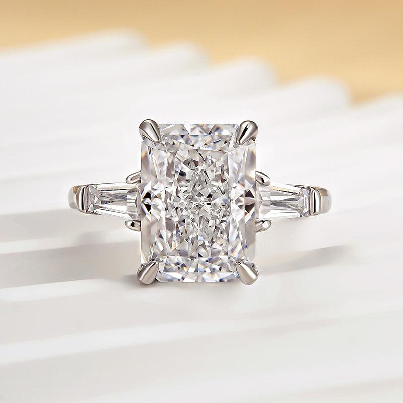 Louily Sparkle Radiant Cut Three Stone Engagement Ring - louilyjewelry