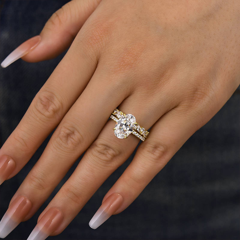 Louily Unique Oval Cut Wedding Ring Set - louilyjewelry