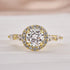 Louily Moissanite 1.0 Ct Halo Round Cut Yellow Gold Promise Ring - louilyjewelry