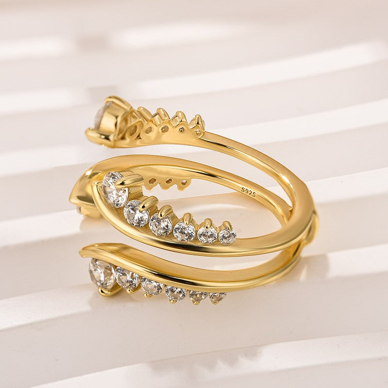 Vintage Vine Yellow Gold Jacket Wedding Band In Sterling Silver - louilyjewelry