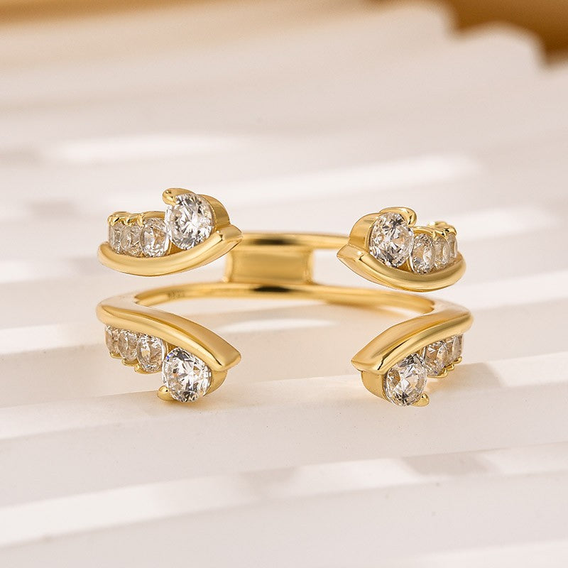 Vintage Vine Yellow Gold Jacket Wedding Band In Sterling Silver - louilyjewelry