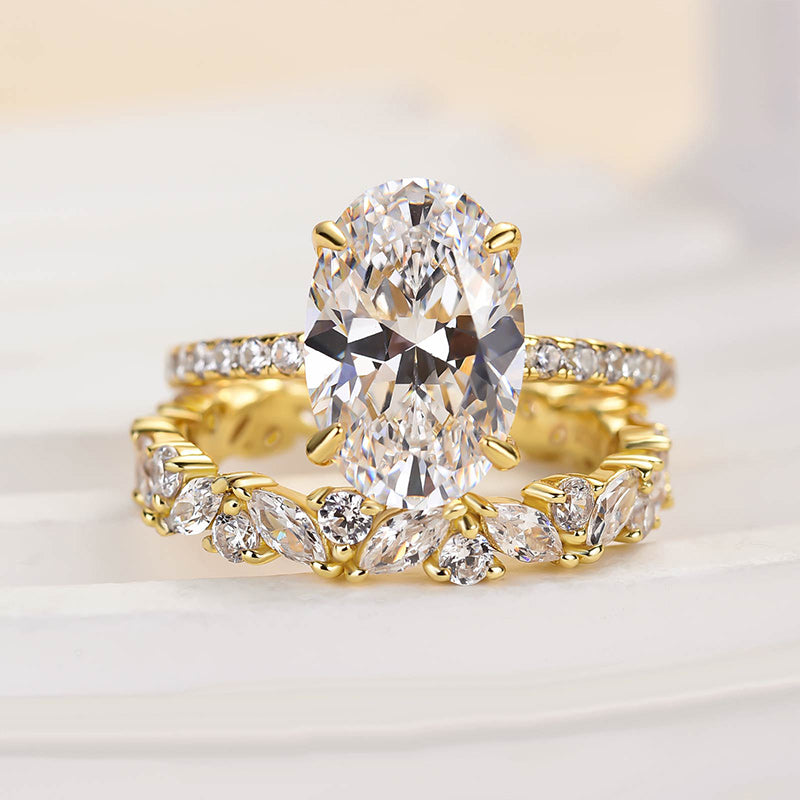 Louily Unique Oval Cut Wedding Ring Set - louilyjewelry