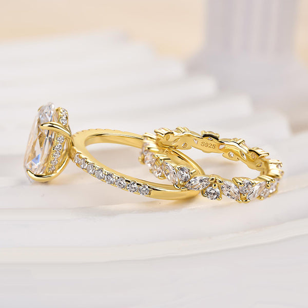 Louily Unique Oval Cut Wedding Ring Set