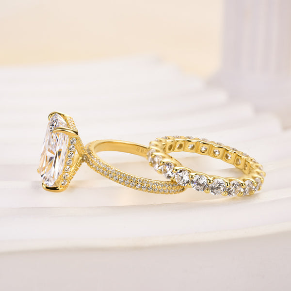 Louily Noble Elongated Radiant Cut Wedding Ring Set