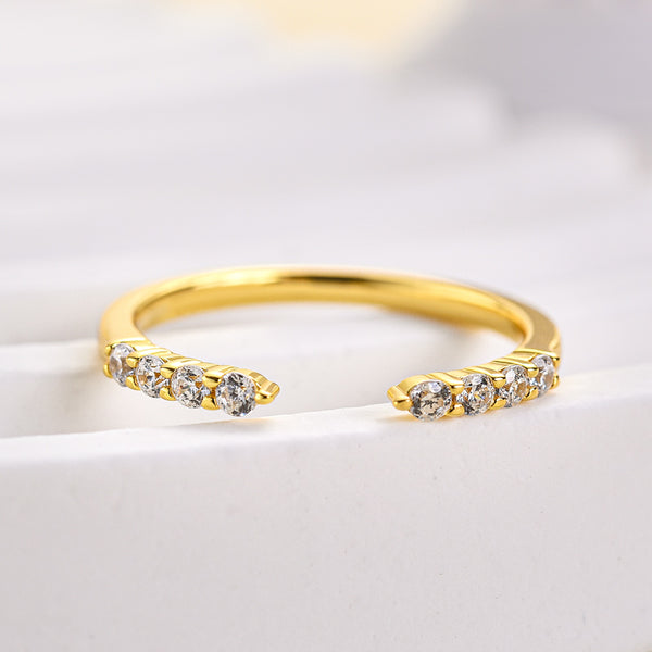 Louily Dainty Yellow Gold Open Wedding Band In Sterling Silver