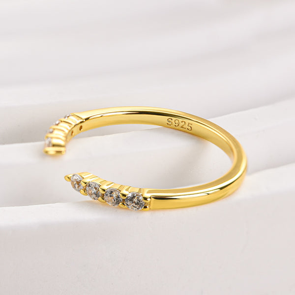 Louily Dainty Yellow Gold Open Wedding Band In Sterling Silver