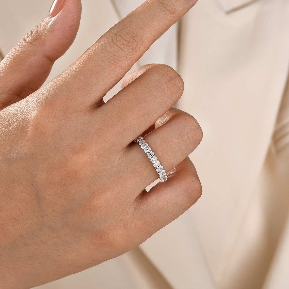 Half Eternity 1.0Ct Oval Cut Stackable Wedding Band