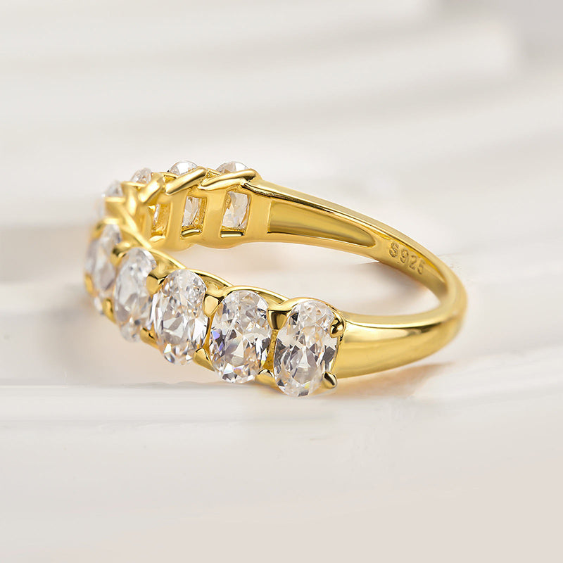 Louily Half Oval Cut Simulated Diamond Wedding Band - louilyjewelry