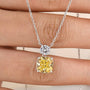 3.0Ct Cushion Cut Yellow Stone Pendant Necklace In Sterling Silver