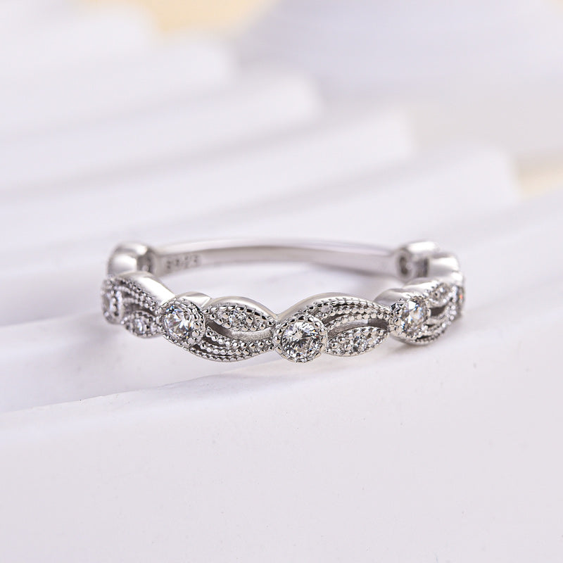 Louily Sterling Silver Vintage Leaf & Vine Art Deco Wedding Band - louilyjewelry