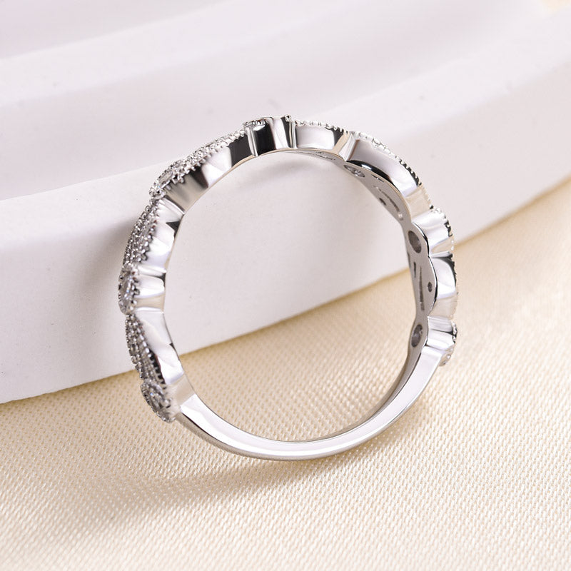 Louily Sterling Silver Vintage Leaf & Vine Art Deco Wedding Band - louilyjewelry