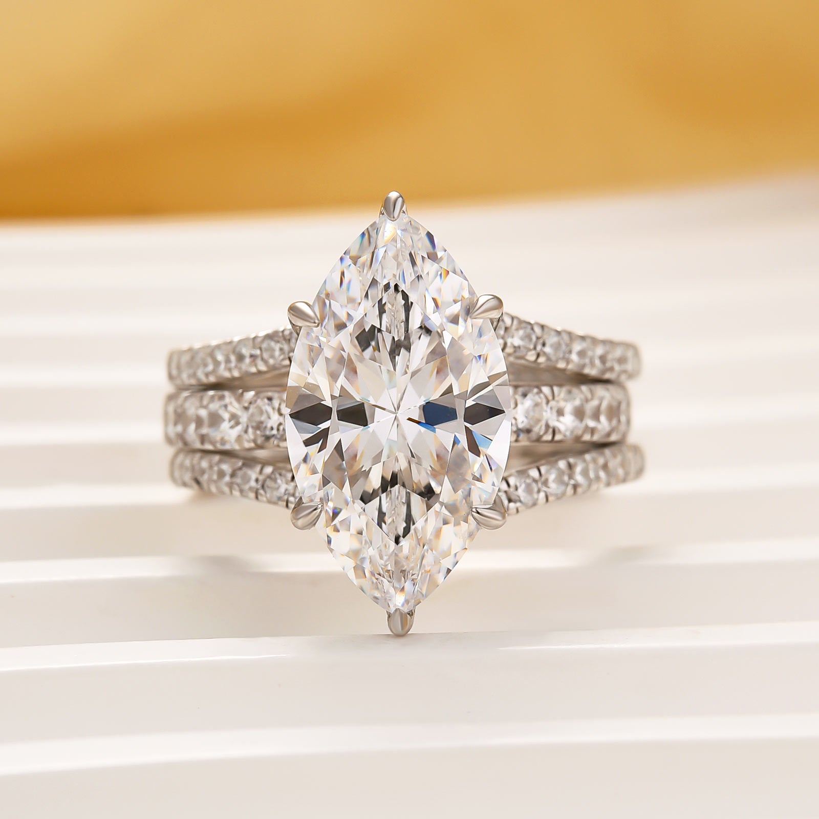 4.5Ct Marquise Cut Engagement Ring With Enhancer Wedding Band Wedding Ring Set