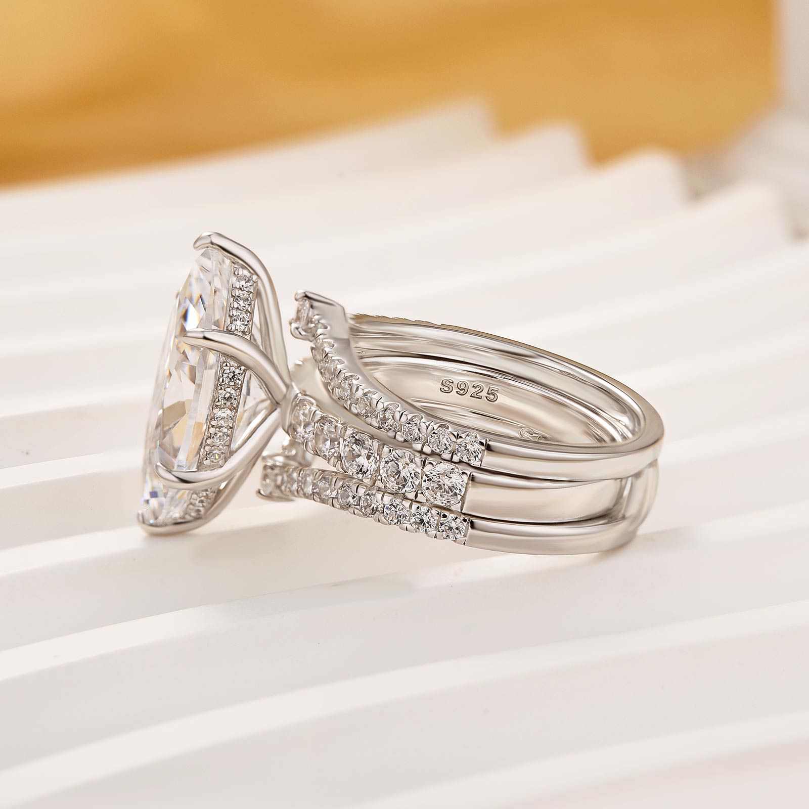 4.5Ct Marquise Cut Engagement Ring With Enhancer Wedding Band Wedding Ring Set