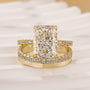 Yellow Gold 4.5Ct Radiant Cut Wedding Ring Set With Wide Wedding Band - louilyjewelry
