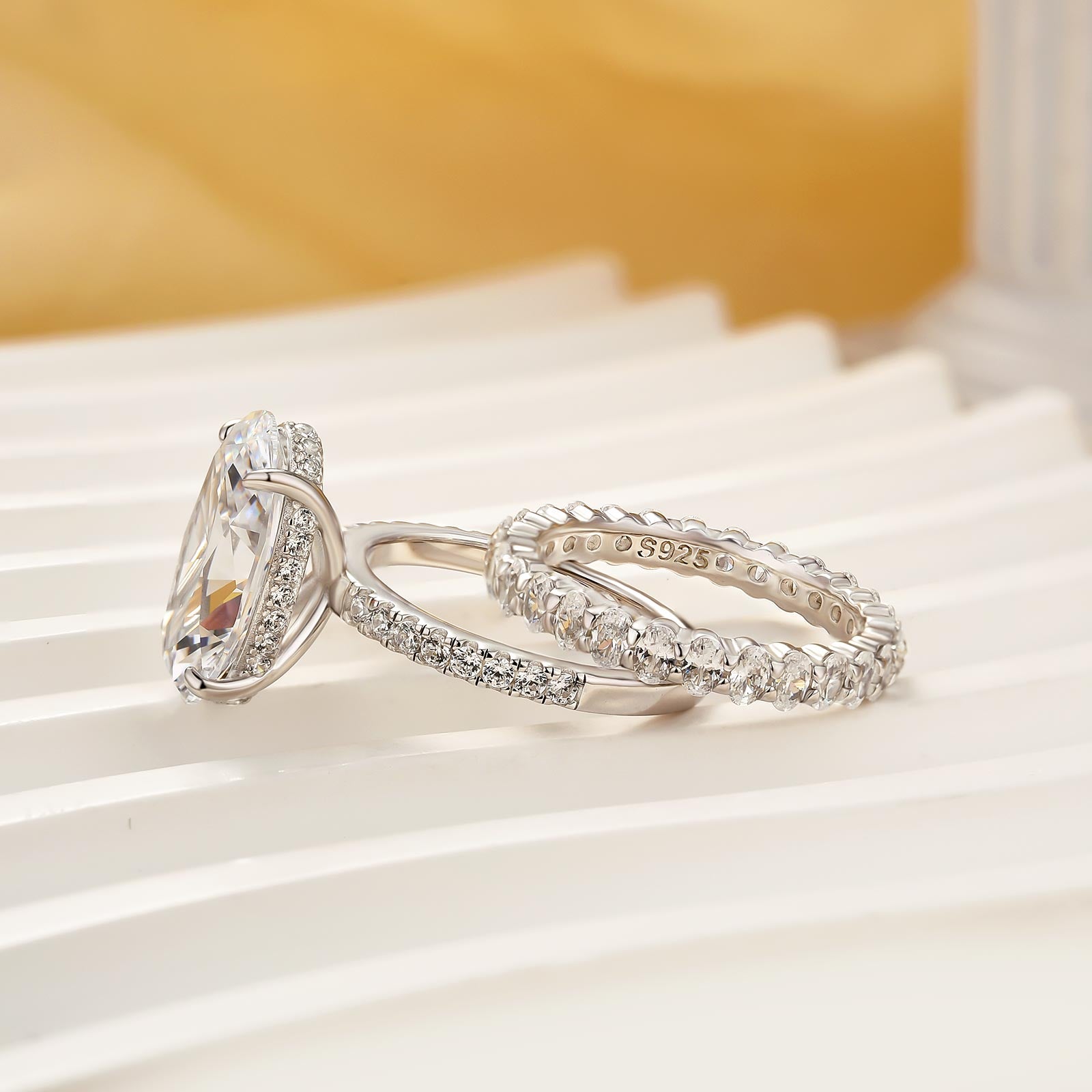 Louily Luxury 5.0Ct Oval Cut Simulated Diamond Ring Set - louilyjewelry