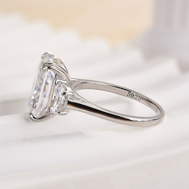 Louily Gorgeous Radiant Cut Three Stone Engagement Ring In Sterling Silver - louilyjewelry