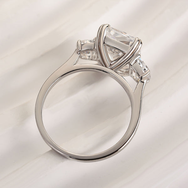 Louily Gorgeous Radiant Cut Three Stone Engagement Ring In Sterling Silver