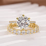 Moissanite 2.0Ct Round Cut Yellow Gold Wedding Ring Set - louilyjewelry