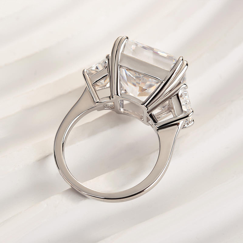 Louily Luxurious 12Ct Crushed Ice Hybrid Radiant Cut Three Stone Engagement Ring - louilyjewelry