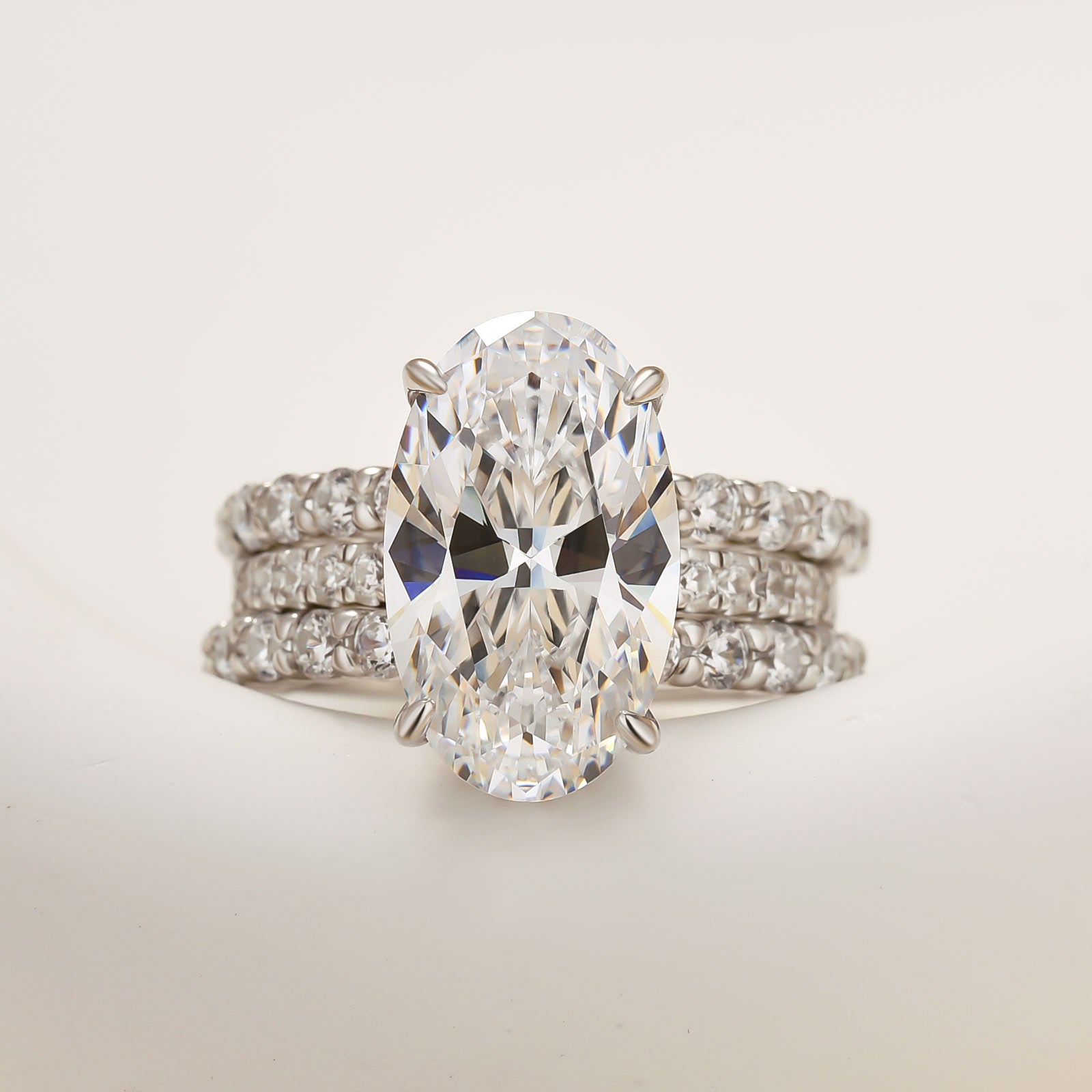 3PC 5.0Ct Oval Cut Wedding Ring Set With Open Wedding Band - louilyjewelry