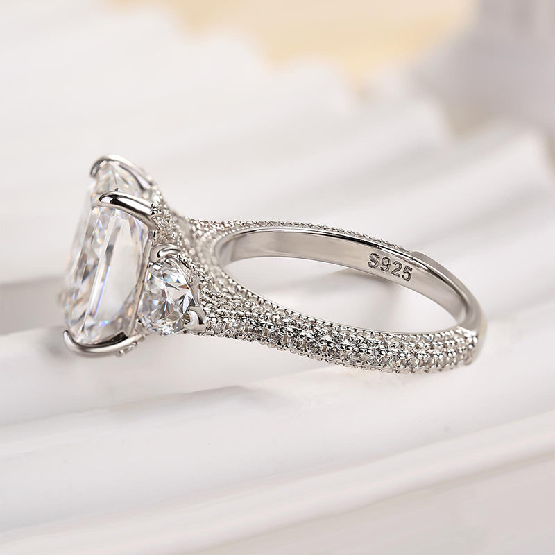 Louily Pink Stone Radiant Cut Three Stone Engagement Ring - louilyjewelry