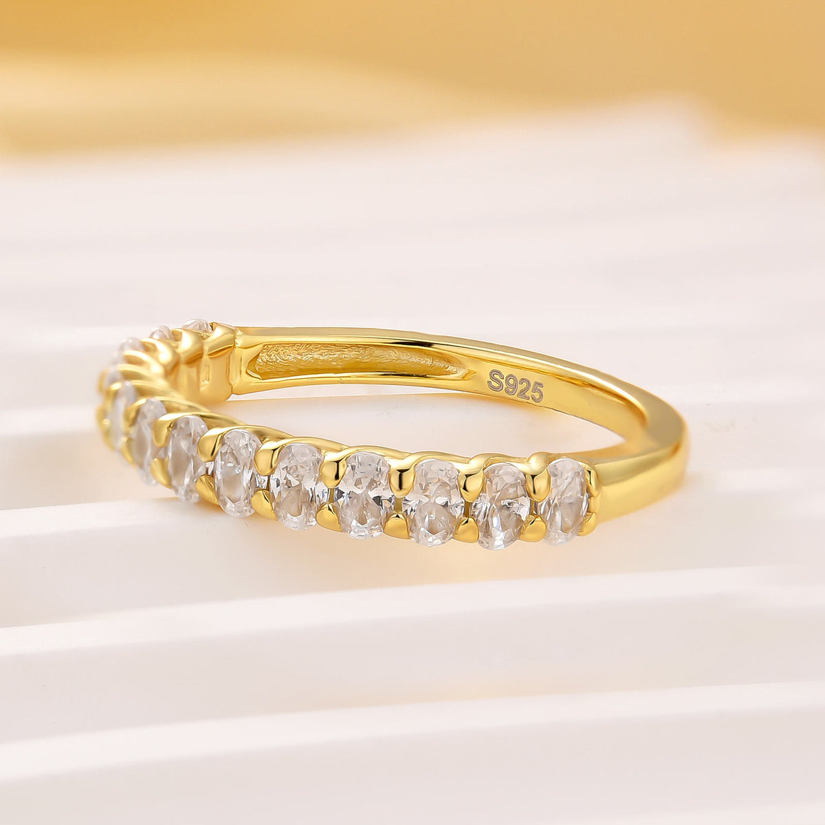 Half Eternity 1.0Ct Oval Cut Stackable Wedding Band