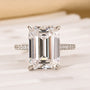 10Ct Emerald Cut Engagement Ring With Hidden Halo In Sterling Silver - louilyjewelry
