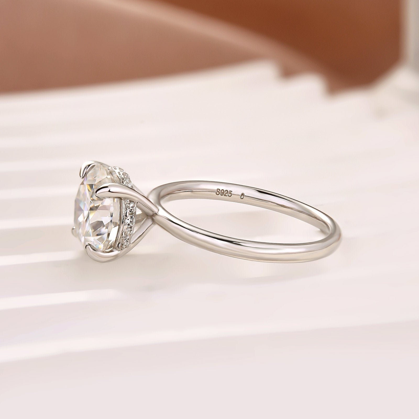 3.0Ct Round Cut Engagement Ring Travel Ring In Sterling Silver