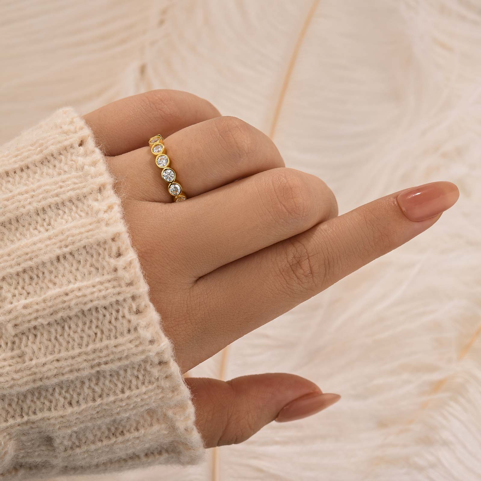 Elegant Round Cut Yellow Gold/white Gold Full Eternity Wedding Band Wedding Band