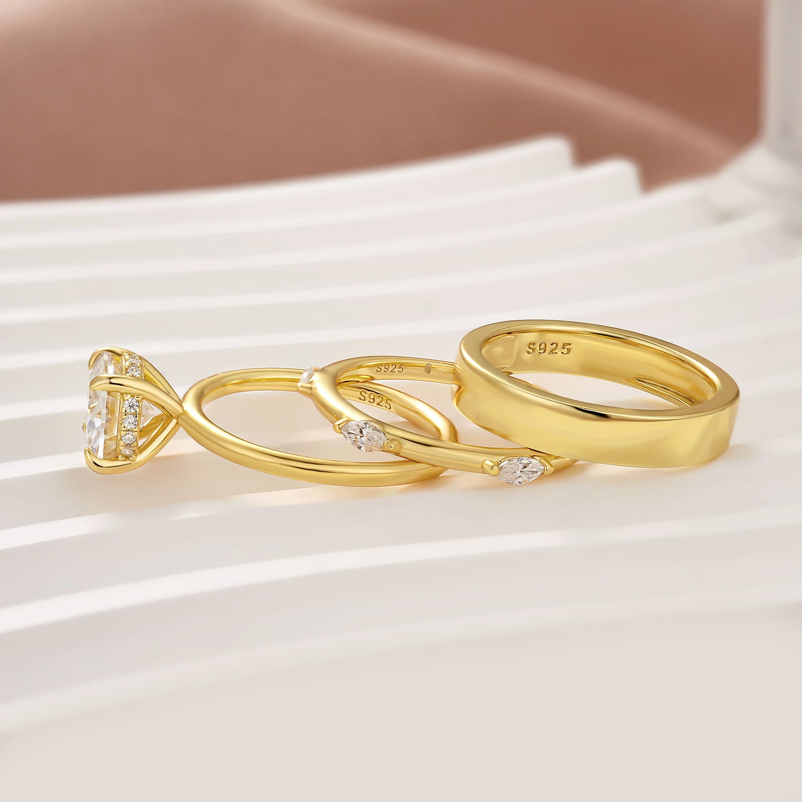 Moissanite 3PC 2.0Ct Classic Round Cut Wedding Ring Set For Women