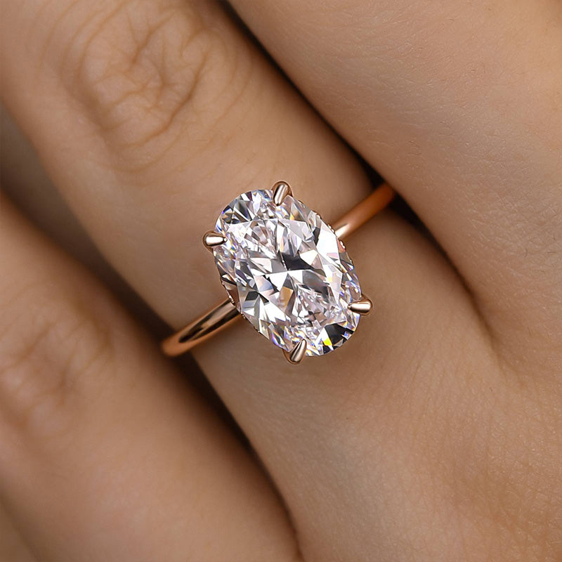 Louily Yellow Gold 3.5 Carat Oval Cut Solitaire Engagement Ring In Sterling Silver - louilyjewelry