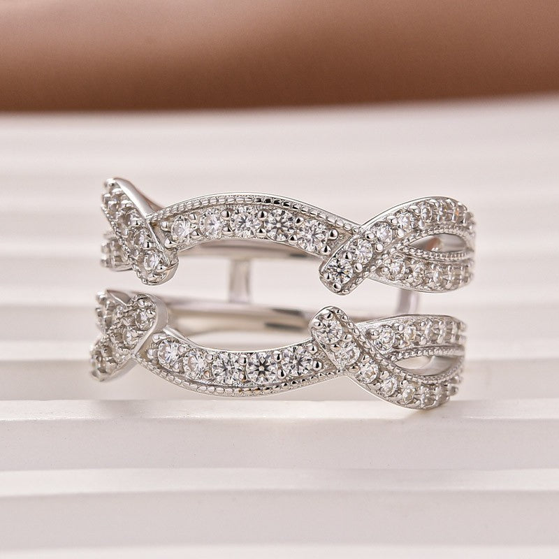 S925 Moissanite 1.0Ct Round Cut Vintage Stackable Wedding Band For Women