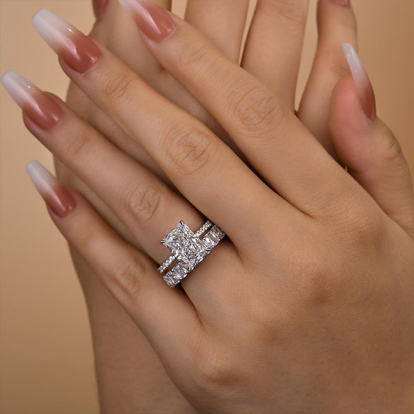 Louily Stunning Radiant Cut Ring Set