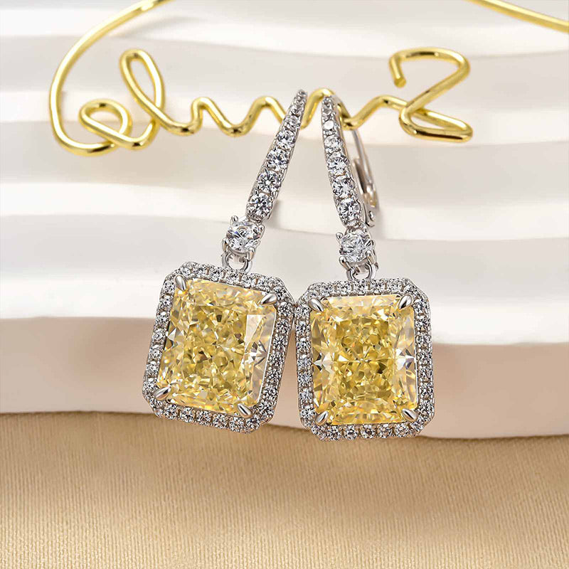 Louily Yellow Stone Radiant Cut Women's Earrings - louilyjewelry