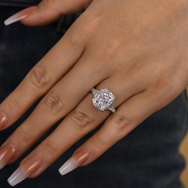 Louily Excellent Split Shank Cushion Cut Engagement Ring