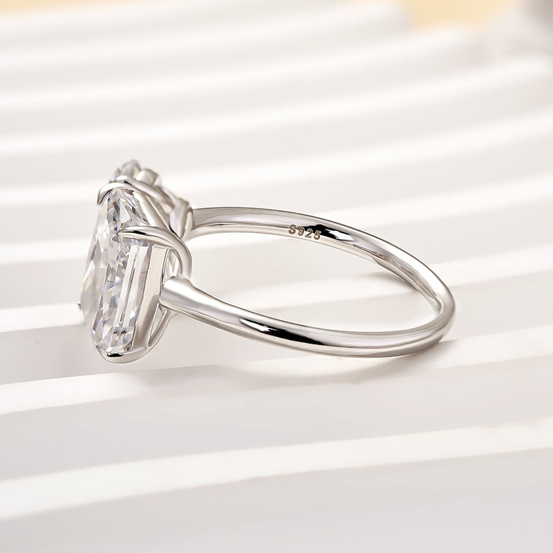 Louily Double Stones Radiant & Pear Cut Engagement Ring In Sterling Silver - louilyjewelry