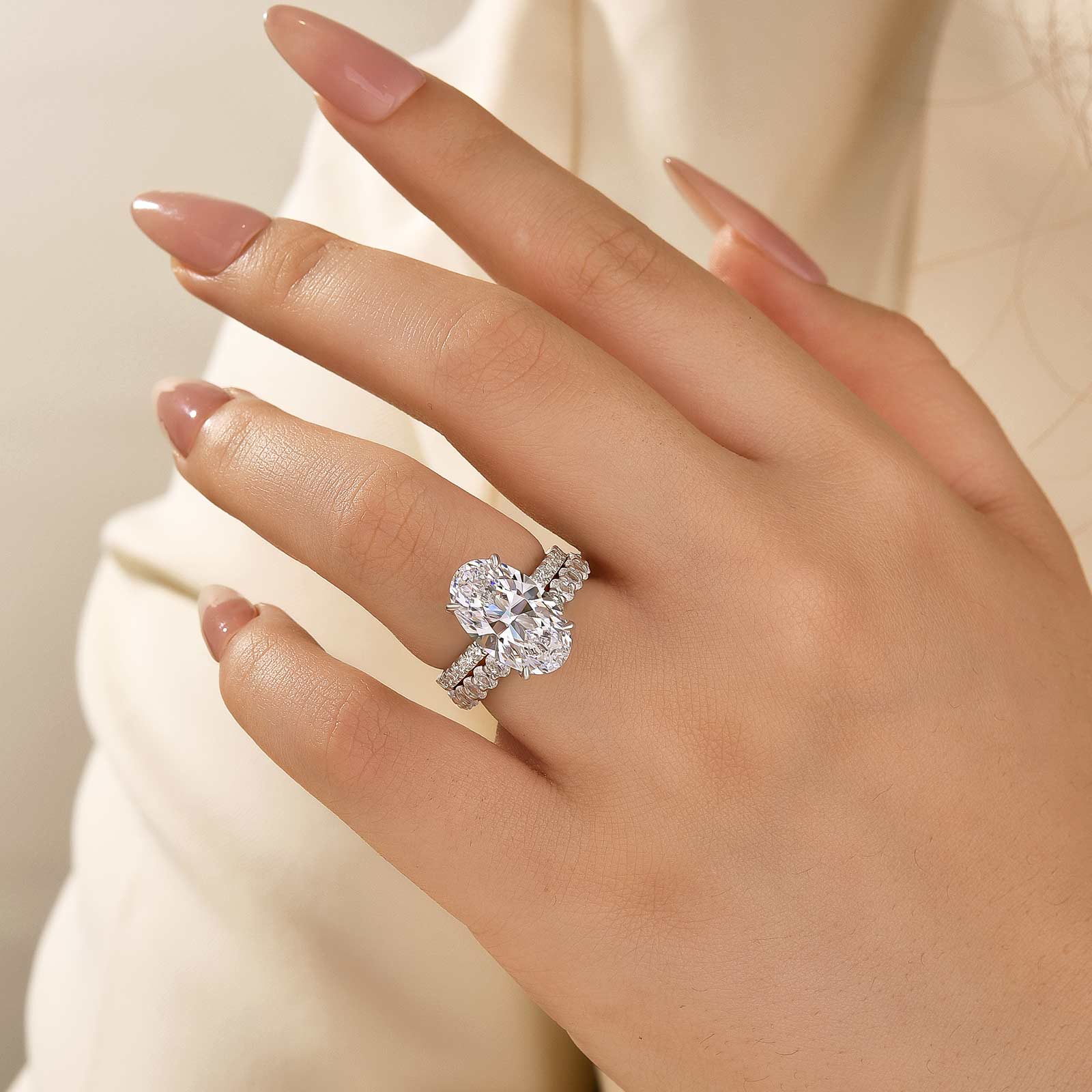 Louily Luxury 5.0Ct Oval Cut Simulated Diamond Ring Set - louilyjewelry