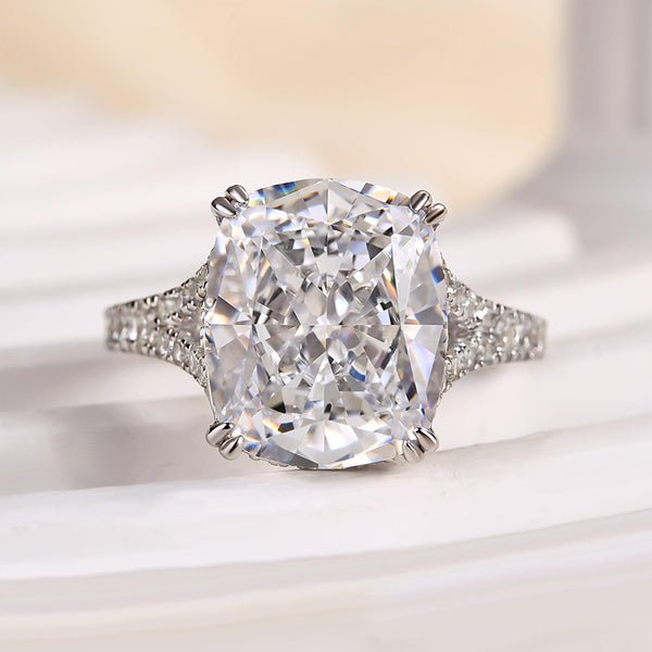 Louily Excellent Split Shank Cushion Cut Engagement Ring