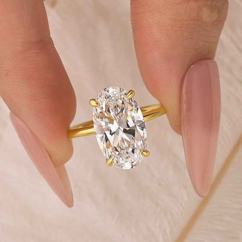 5.0Ct Oval Cut Hidden Halo Engagement Ring Travel Ring In Sterling Silver