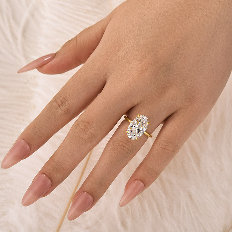 5.0Ct Oval Cut Hidden Halo Engagement Ring Travel Ring In Sterling Silver