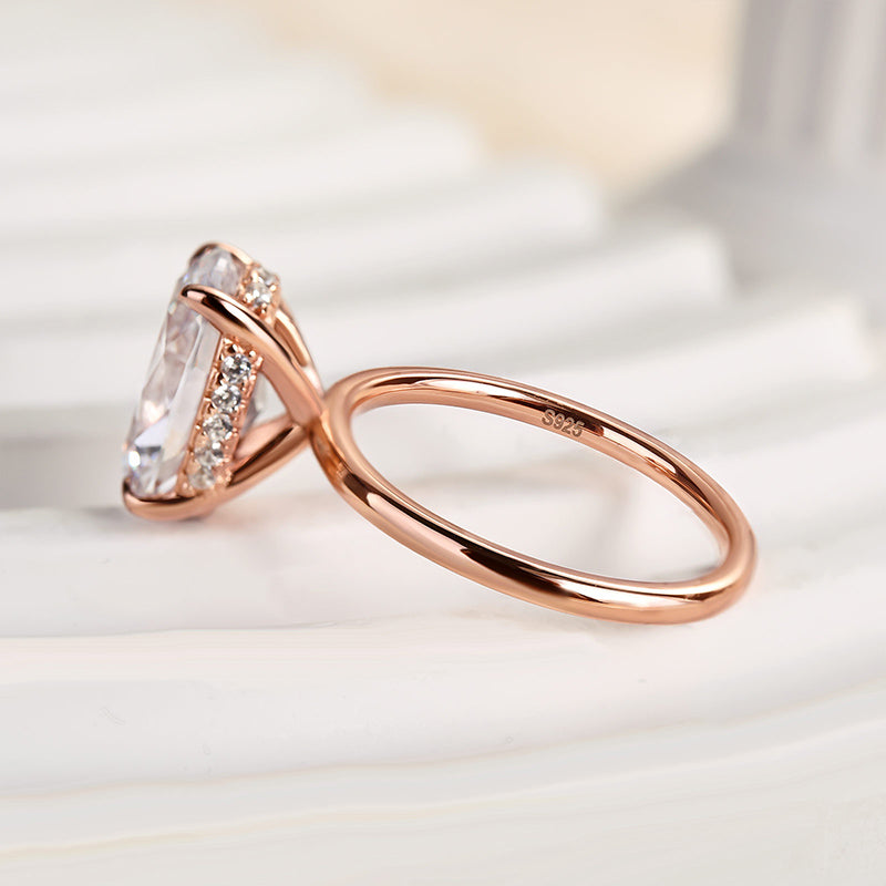 Louily Yellow Gold 3.5 Carat Oval Cut Solitaire Engagement Ring In Sterling Silver - louilyjewelry