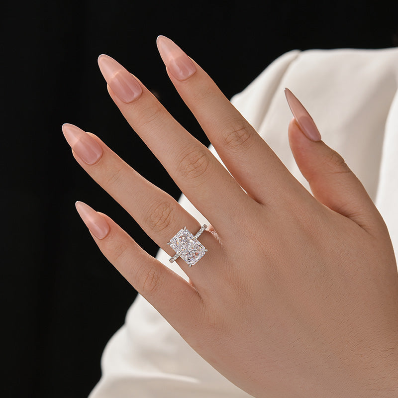 7.0Ct Simulated Diamond Radiant Cut Engagement Ring Promise Rings In Sterling Silver
