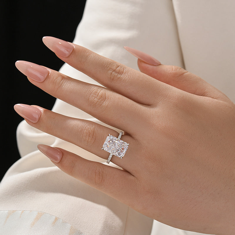 7.0Ct Simulated Diamond Radiant Cut Engagement Ring Promise Rings In Sterling Silver - louilyjewelry
